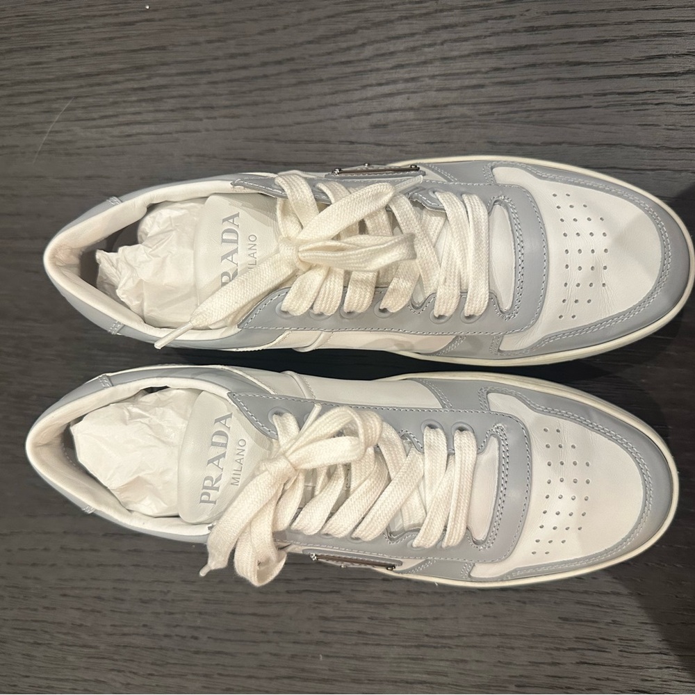 Prada Gray and White Casual Sneakers